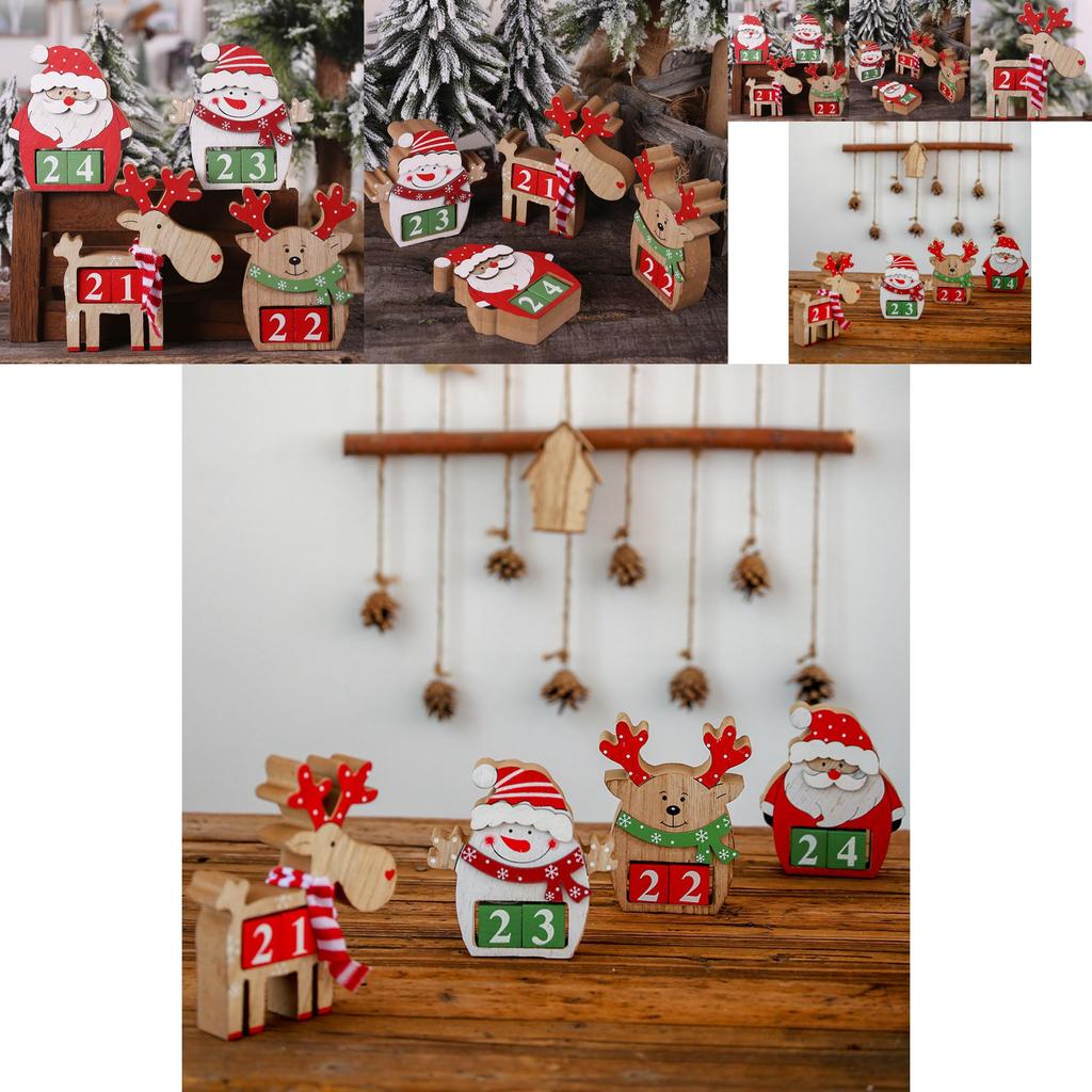 Bezaubernder hölzerner Weihnachts-Countdown-Kalender Dekoratives Stück mit Schneemann-Design