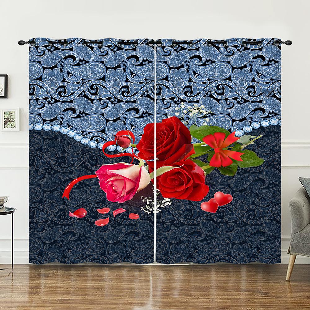 Vorhänge Rose Retro Hirsch Vorhang Digitaldruck Verdunkelungsvorhang Ohne Bohren