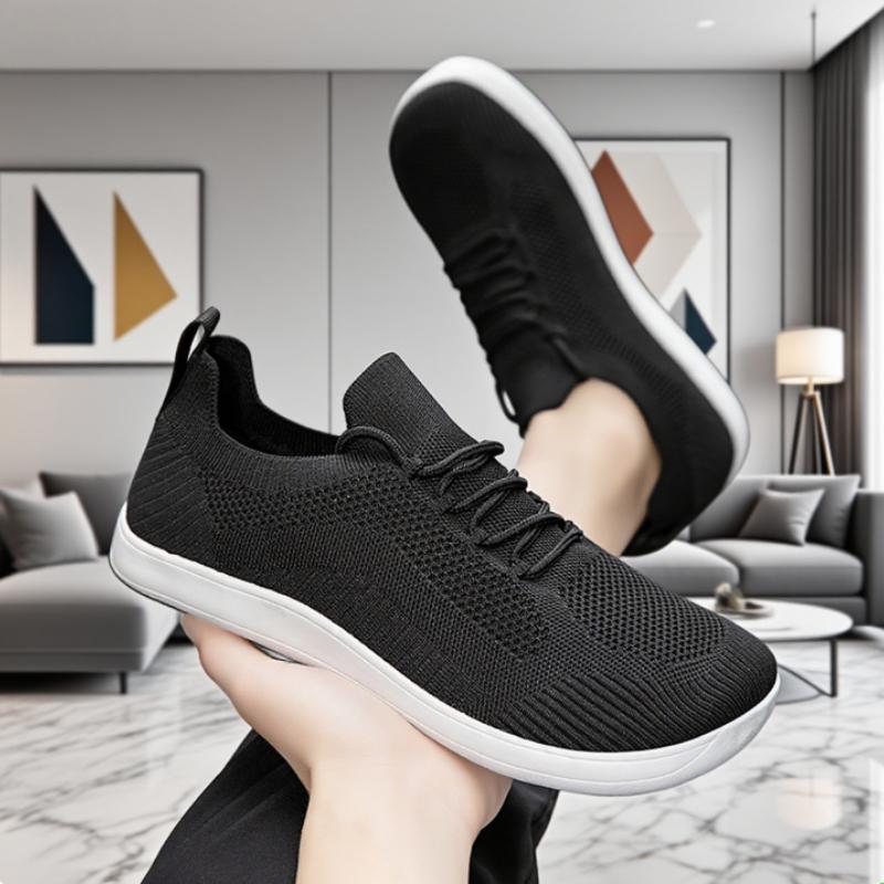 Breite Barfußschuhe für Damen Trendige Schwarze Mesh-Freizeit-Laufschuhe Atmungsaktiv Rutschfest Minimalistisch Lässig Breite Zehenbox Herrenschuhe