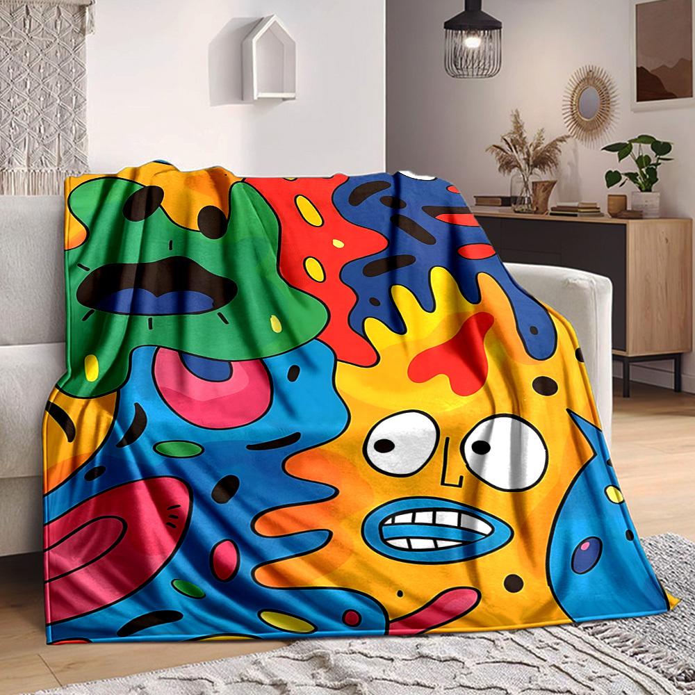 

1pc Colorful Cartoon Pattern Blanket Warm, Cozy, And Soft, Suitable for Sofas, Beds, Cars, And Office Use.Perfect for Camping And Travel, Making It a 100x150cm