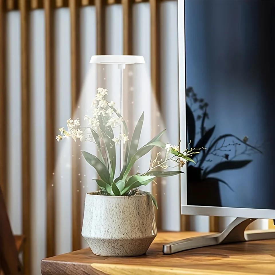 Full Spectrum LED Grow Light Adjustable Height Timer 4-Level Dimming USB Powered for Indoor Plants Perfect for Small Plant Care