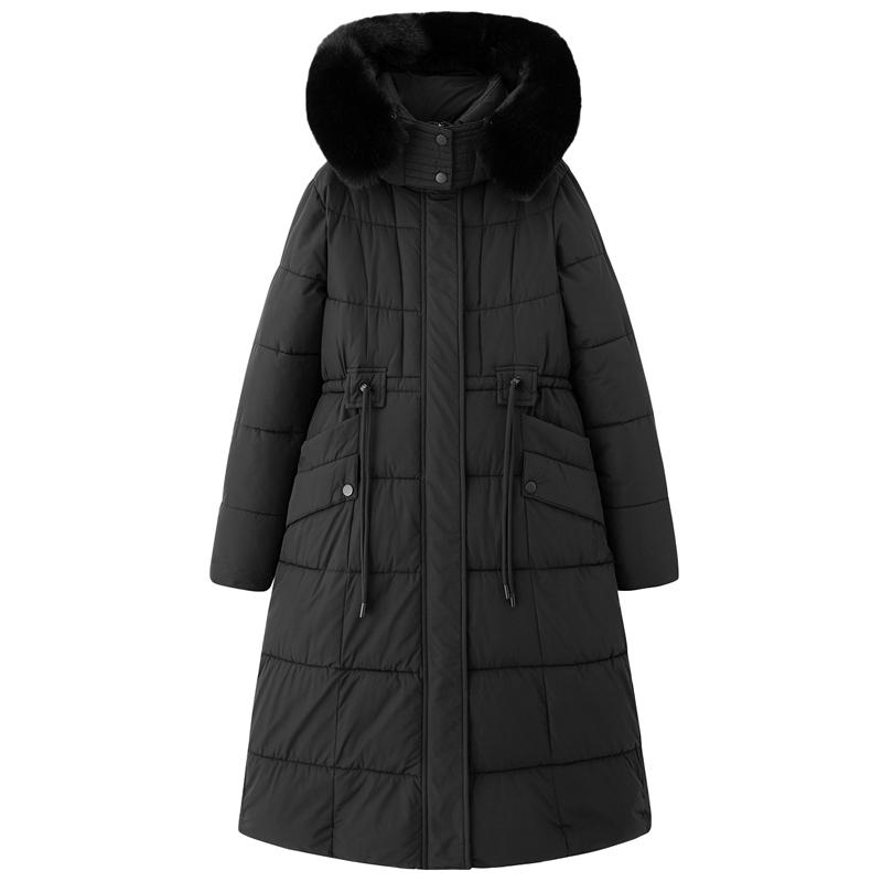 Fashion Woman Parkas Winter Long Coats Hooded Faux Fur Collar Thick Warm Overcoat Women's Jackets