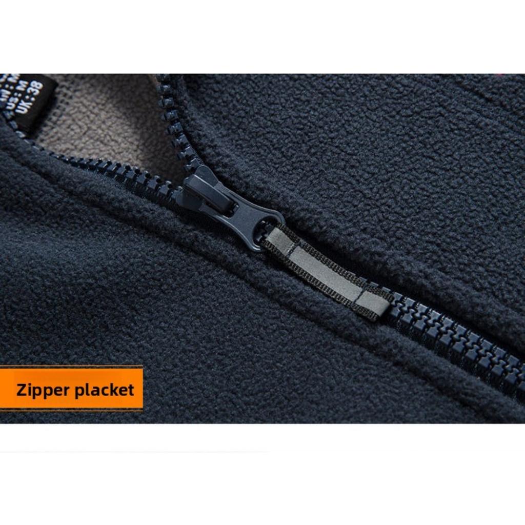 Funkční Větruodolná do Chladu, se Stahovací Šňůrkou, Velká Velikost Podzimní a Zimní Teplá Fleecová Bunda