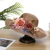 Summer new sunscreen sunshade flower straw hat women's beach travel hand-woven hat foldable big eaves hat