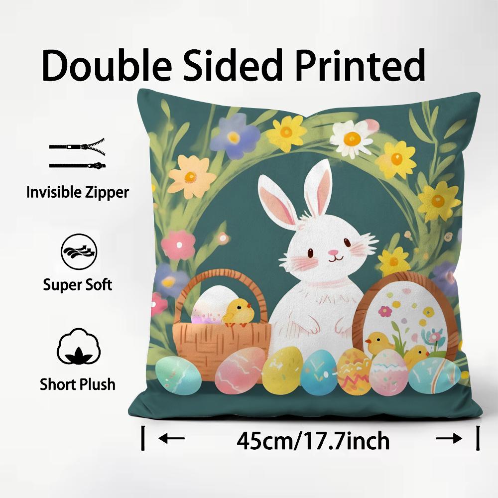 Easter Hot Cushion Cover Plush Fabric Soft DoubleSided Printed Sofa Warm Winter Home Child Gift Pillow Case