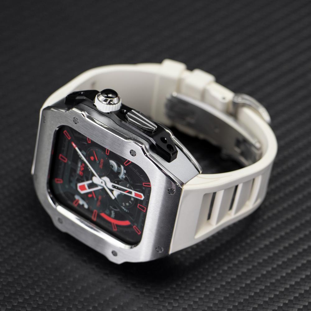 Stainless Steel Modification Kit For Apple Watch 8 Ultra 49mm 7 6 5 4 SE 44MM 45MM Case Sport ONLY Band iWatch Rubber Refit Mod