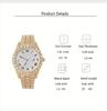 xiaomi 2pcs/set - Glitzy Rhinestone Watch & Cuban Link Bracelet Set - Sparkling Quartz Timepiece with Durable Steel Strap