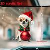 2D Chihuahua Christmas ornament for car mirrors, home decor, and keychains. A perfect holiday gift.