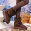 Winter Women Boots Retro Fur Comfortable Warm Long Plush Snow Boots Buckle Thick Sole Round Toe Cotton Shoes 2026 Botas Mujer