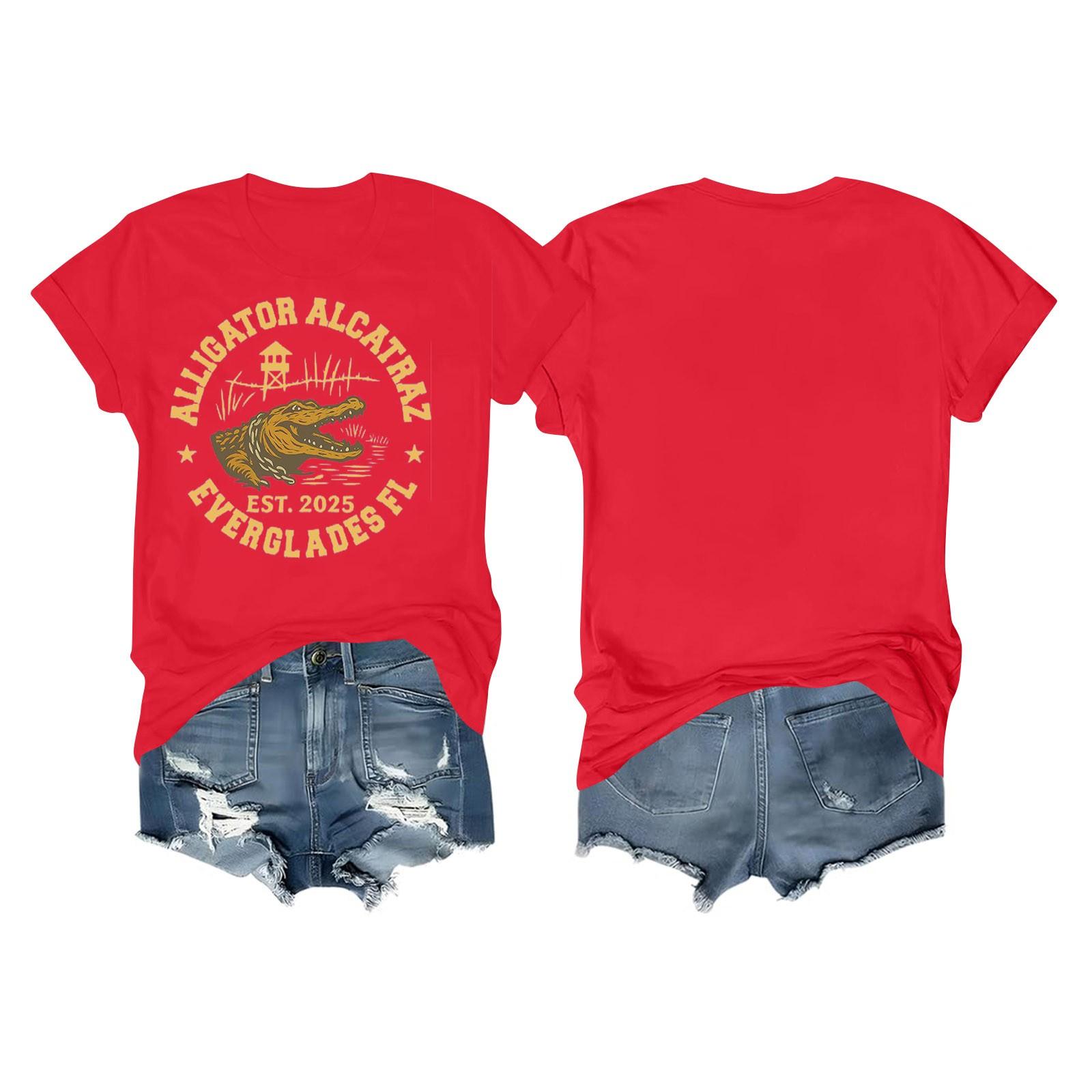 

Женские повседневные футболки с принтом для фестиваля, с коротким рукавом, с цветочным коротким рукавом, с круглым вырезом, ретро, с коротким рукавом, летние, повседневные топы XXXL красный