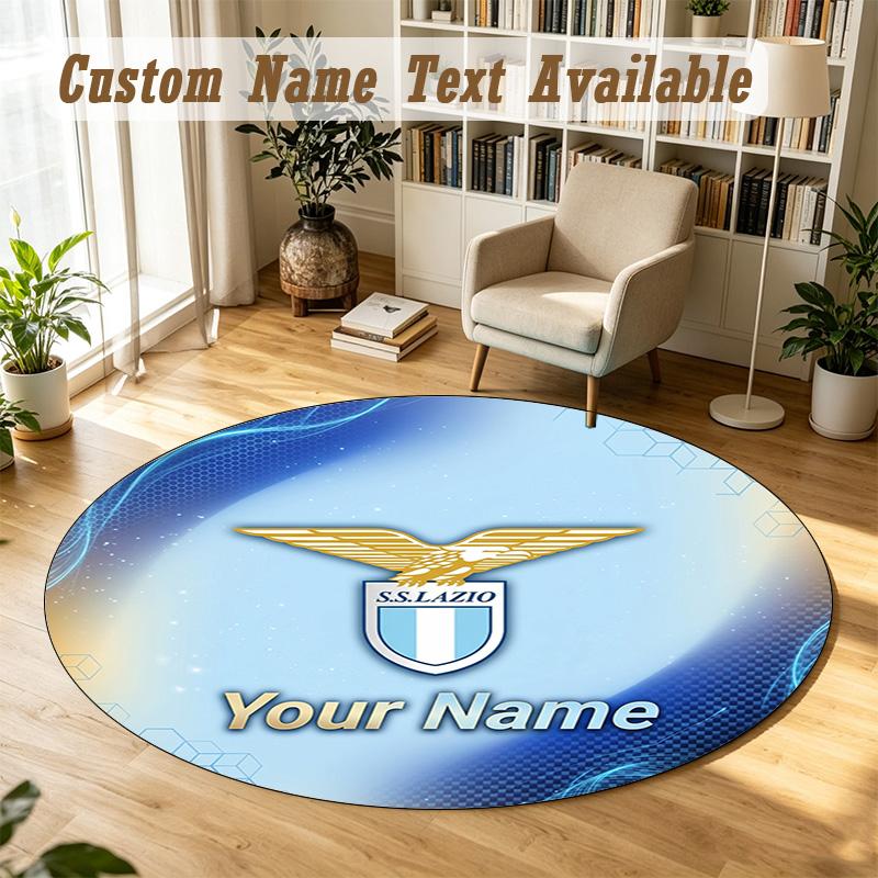 Round Rug Custom NameLazio FC Pattern Non Slip Carpet Home Floor Decor