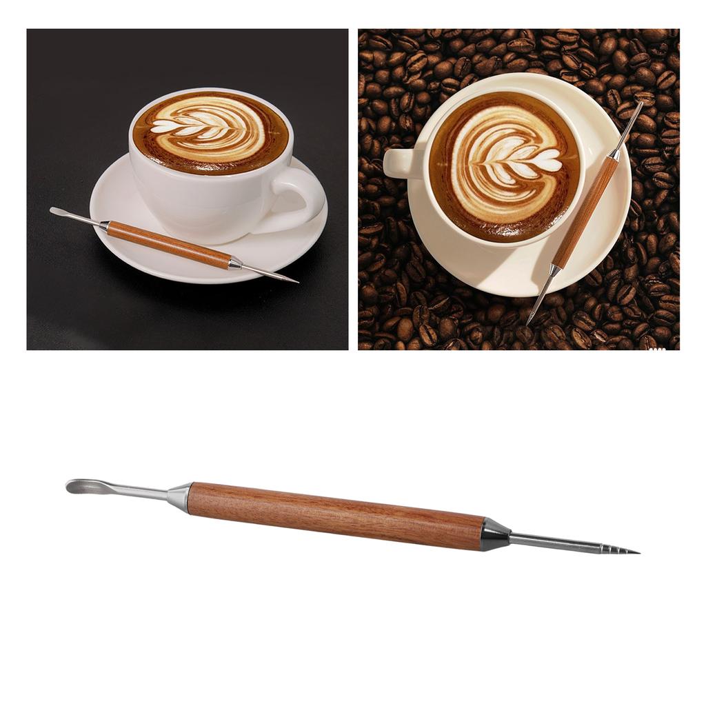 Coffeeware Coffee Art Pen Coffee Tool 150mm Coffee Art Pen Coffee Tool Latte Stainless Steel Wood Coffeeware New