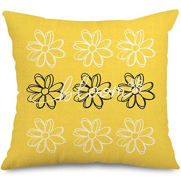 Summer Sunflower Pillow Case Linen Print Sun Flower Home Sofa Pillow Plant Flower Pillow