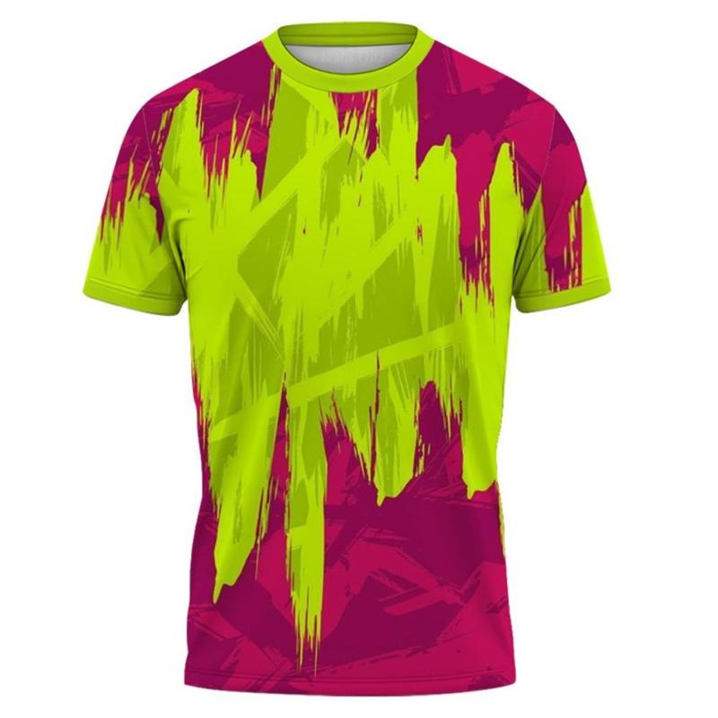 Outdoor Running Breathable T-shirt Men Women 3D Print Graffiti Pattern Short Sleeve Round Neck T Shirts Summer Gym Fitness Top