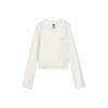 X Rosé Collaboration Simple Versatile Long Sleeve Regular Logo T-Shirt Women Tops White 633805_77