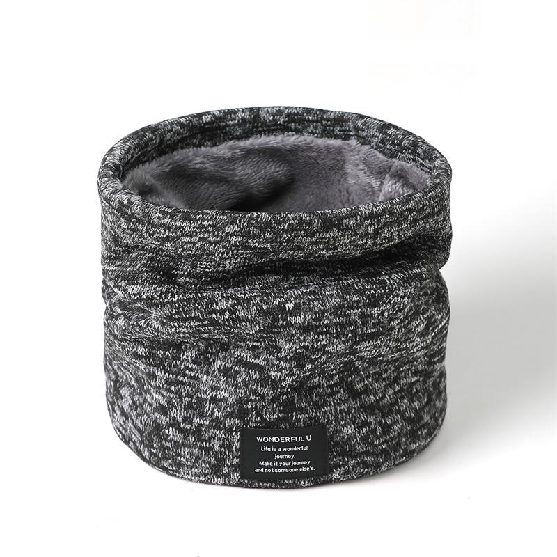 Unisex Fleece-Lined Knitted Snood: Warm Winter Neck Scarf With High-Neck Woolen Design In Versatile Korean Style