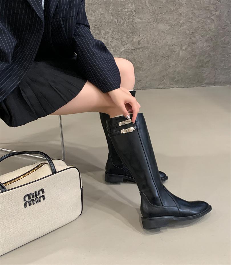 

Knight tall boots autumn button boots women s 2025 new thin and tall small hot girl boots 39 чорний