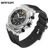 SANDA New Luminous Men's Quartz Watch Nails, Wodoodporne trendy Męskie zegarki kwarcowe
