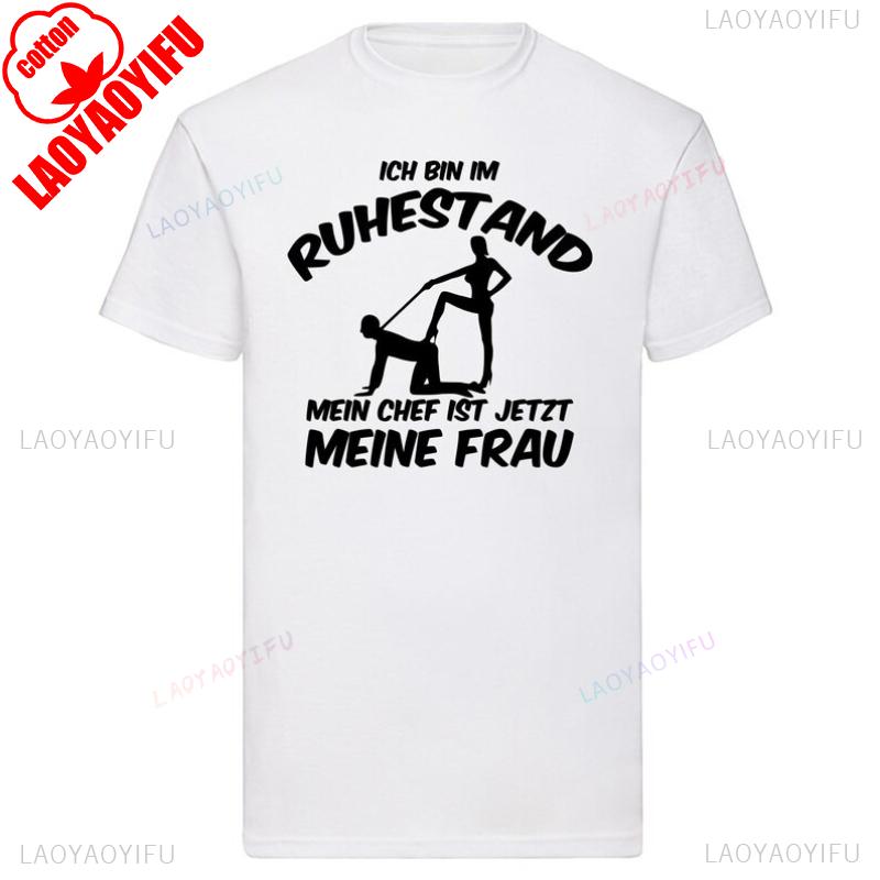 ICH BIN IM RUHESTAND MEIN CHEF IST JETZT MEINE FRAU Herrenbekleidung Grafik-T-Shirts Baumwoll-Oberteile Rundhals Kleidung Herren T-Shirt-Oberteile