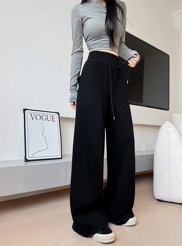 Women's High Waist Drawstring Wide Leg Sweatpants Casual Loose Trousers with Pockets
