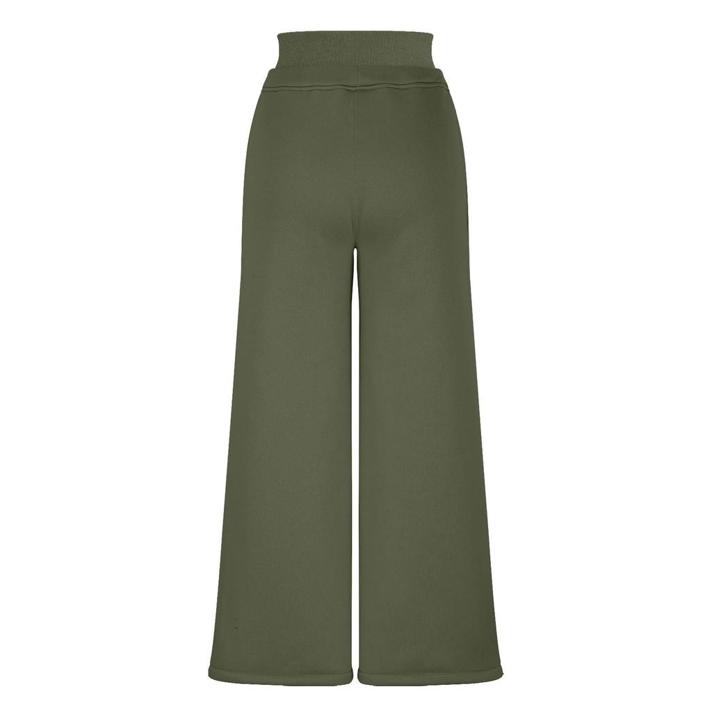 Women's Solid Color High Waisted Pants, Loose Fit Sweatpants, Straight Leg Pants