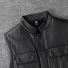 Black Genuine Cow Leather Vest Men Motorcycle Vests Slim Fit Men's Moto Club Biker Waistcoat Spring Summber