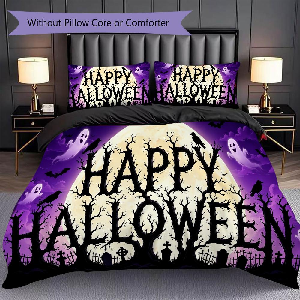 1PC Halloween theme pattern Bedding Quilt Set Quilt Cover Pillowcase Home Decoration Birthday Gift (1 * duvet cover + 2 * pillowcase, without core)