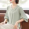 Fashionable Chiffon Blouse for Middle Aged Women Summer Casual T Shirt with Long Sleeve Elegant and Trendy Top
