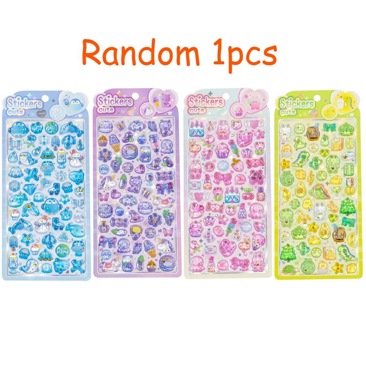 

Hot Latest Crystal Dream 3D embossed sticker cartoon fresh rabbit hand-painted decorative sticker jelly colour sticker