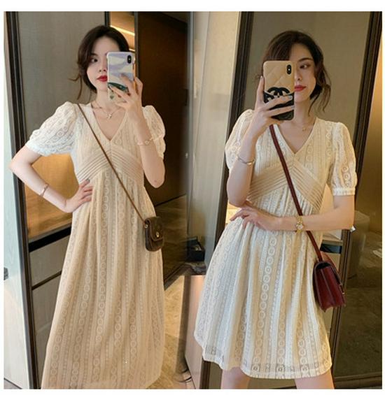 2026 Summer Trendy V-neck Lace Nursing Dress for Moms