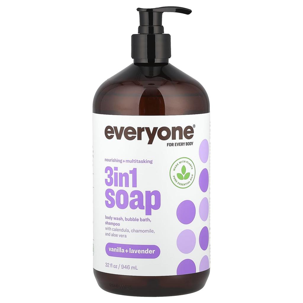 3-in-1 Soap, Body Wash, Bubble Bath, Shampoo, Vanilla + Lavender, 946Ml(32Fl Oz)