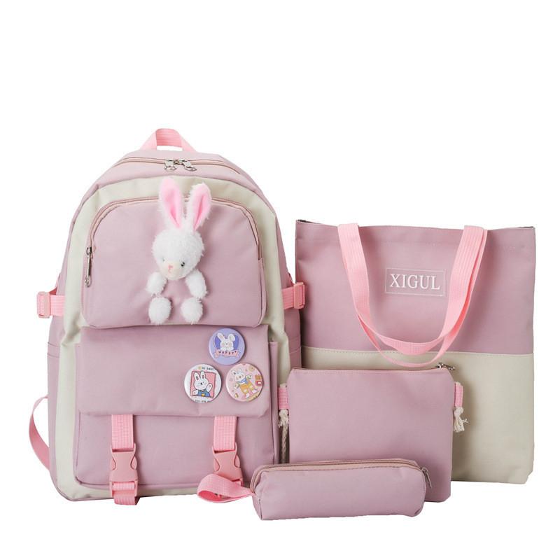 Cartoon Nylon Student Backpack Large Capacity High Value School Bag розовый