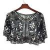 Sparkling Short Scarf Shawl With Glittering Sequined For Women And Girl Beach Event Evening Party Dressingup Accessory