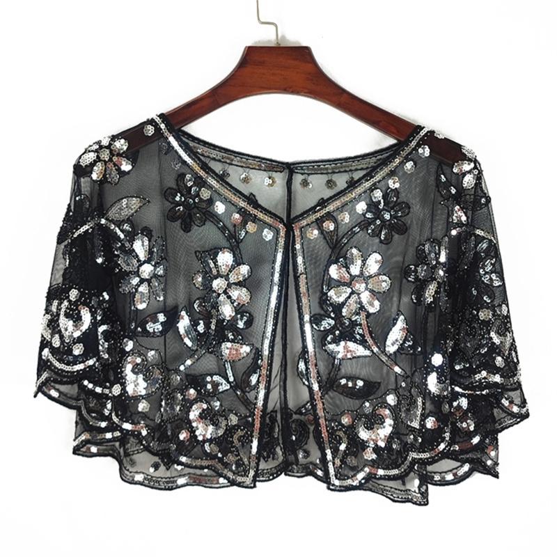 Sparkling Short Scarf Shawl With Glittering Sequined For Women And Girl Beach Event Evening Party Dressingup Accessory