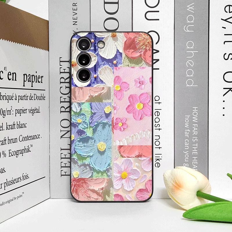 Art Oil Painting Flower Phone Case for Samsung S25 S24 S23 Ultra S22 Plus S21 S20FE S25edge M54 M55 5G Soft Silicone Back Covers