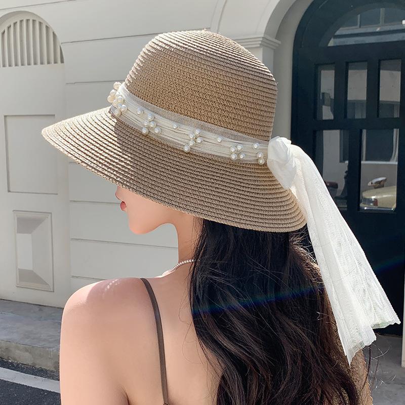 

Lace Pearl Fisherman Straw Hat Women s Summer Seaside Resort Beach Sunscreen Sun Hat Temperament Versatile Sun Hat