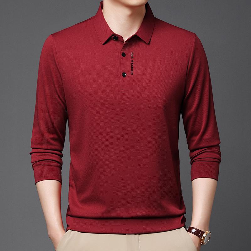Men'S Long Sleeve T-Shirt Lapel Business Casual Polo Shirt Men'S Thin Top T-Shirt