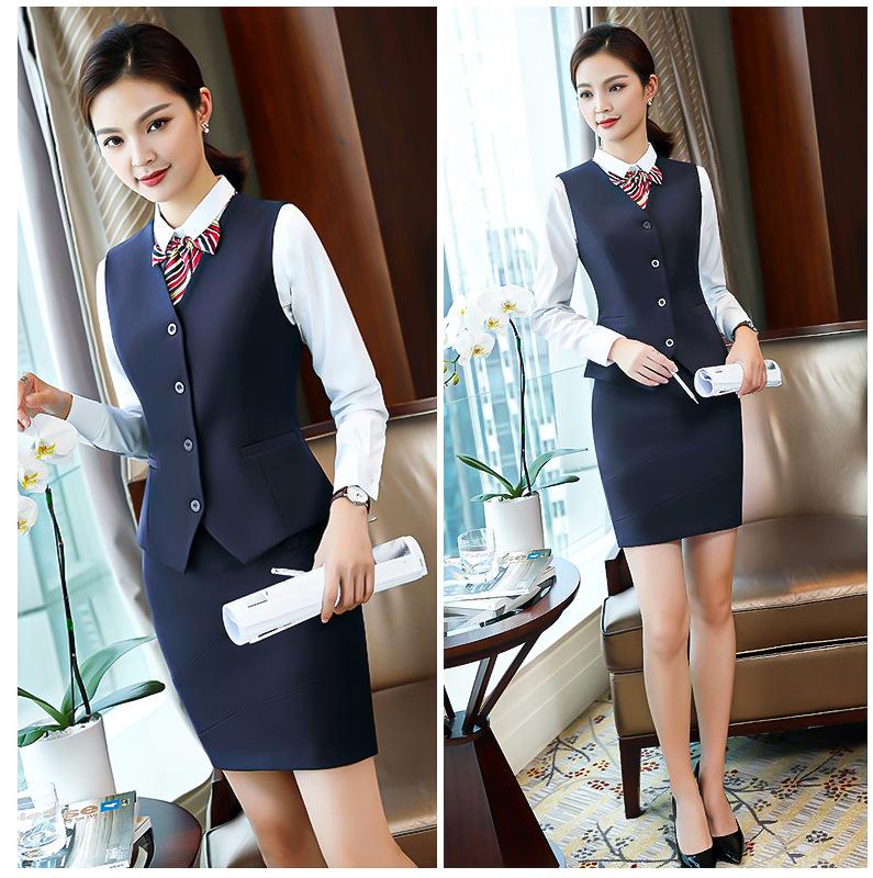 Dunkelblauer Damen Ärmelloser Professioneller Büro-Weste