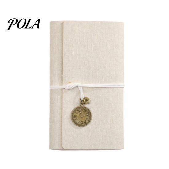 Strap Closure Notebook A6 Faux Leather Journal Notebook, 6 Ring Loose Leaf Binder with Retro Clock Smooth Writing Pendant, 7 Inch Personal Planner for