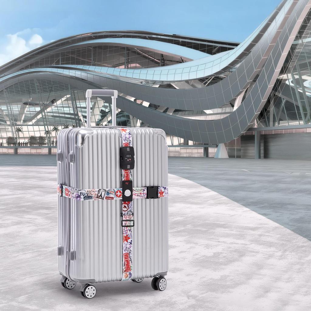 Travelkin Kryssbagagestropp, TSA-godkänd, Elastiskt Resväskebälte, Justerbart Resetillbehör (Resa).