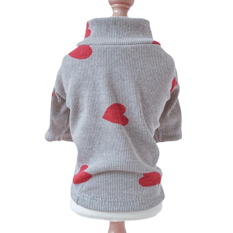 Love Print Turtleneck Dog Sweatshirt, Dog Winter Warm Clothes for Small Dogs Boy Girl, Pet Pullover Jumper, Cat Apparel