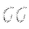 Elegant Stainless Steel Round Bead Earrings - Simple High-End European & American Style Stud Jewelry for Women