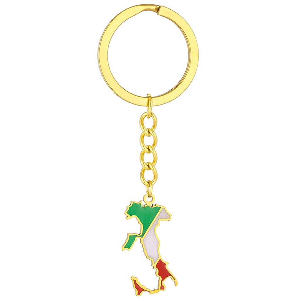 Trendiger Italien-Karten Schlüsselanhänger Edelstahl Material Schlüssel Schmuck Italien-Karten Schlüsselring Schlüssel Anhänger Geschenk für Frauen und Männer