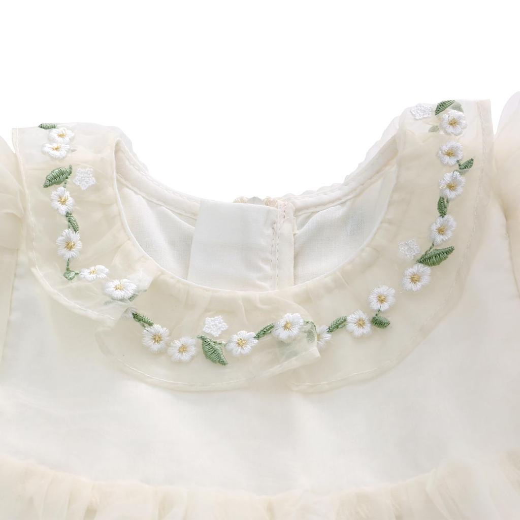 Famuka Baby Kids Long Ceremony Baby Baby 1st Sister 100 Days Short & Dress, Tulle, Sleeve, Spring/Autumn, Dress, Dress, Clothes, Girls, Children's