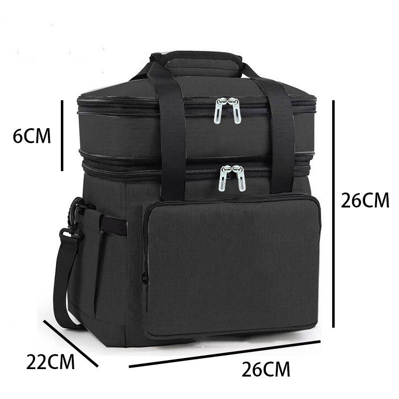 Large Capacity Double Layer Aluminum Foil Insulated Bag Oxford Cloth Car Ice Bag Outdoor Picnic Crossbody Portable Keeping Bag