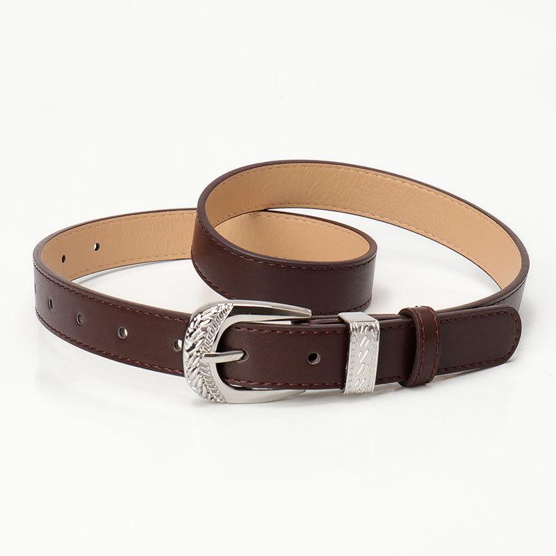 

Women S Personalized Engraved Pin Buckle Belt Dress Coat Decoration Wide Belt Belt Women кавовий