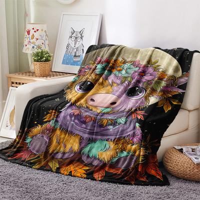 Cattle Print Flannel Blanket, High Quality Comfortable for All Seasons, Home Decor, Warmth and Comfort, Perfect for Christmas Gifts