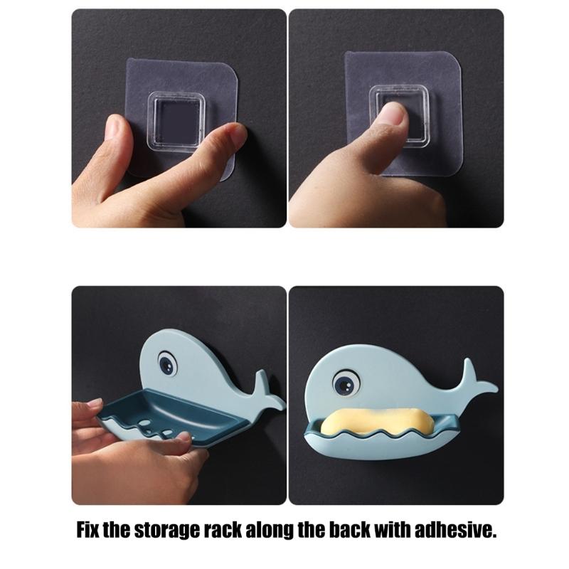 Modern Whale Shape Soap Holder For Bathroom Adhesive Mounting No Tools Required Plastic Waterproof Shelf Soap Dish