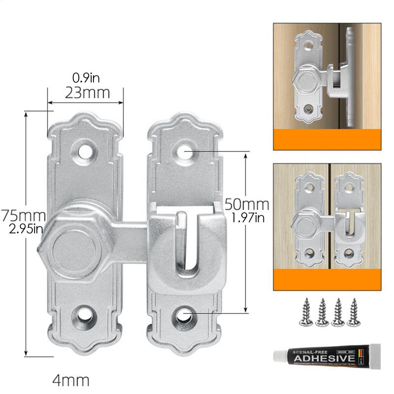 Screen Door Latch No-Drilling Privacy Safety Door Lock Latches Metal Safety Inside Locking Hardware For Bedroom Balcony Kitchen