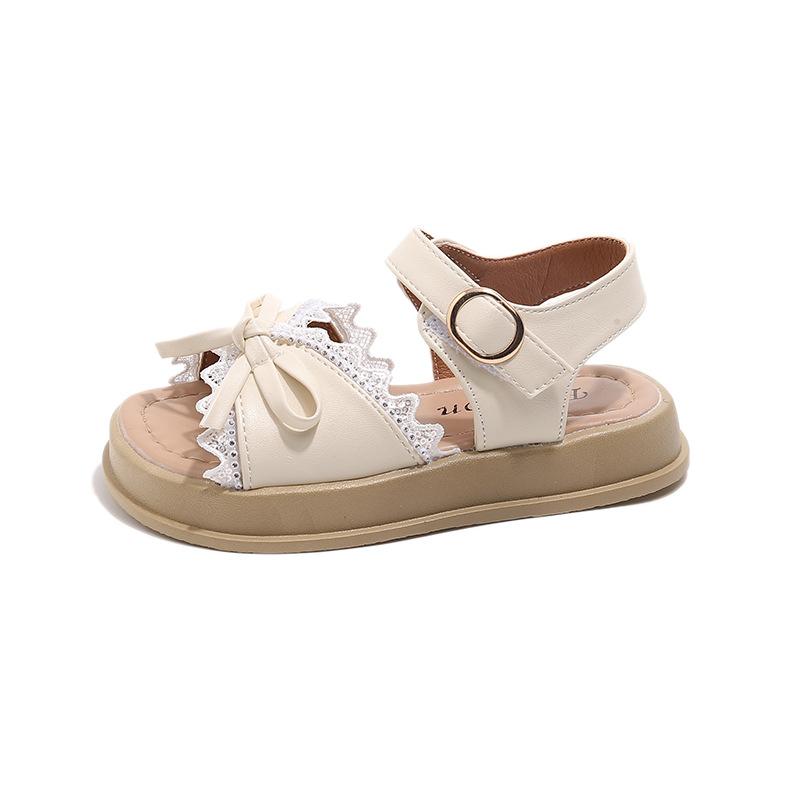 Dívčí sandály Sladká mašle Batole Děti Princezna Plážové boty Měkká podrážka 2025 Léto Nové Dětské ležérní boty Prodyšné Protiskluzové
